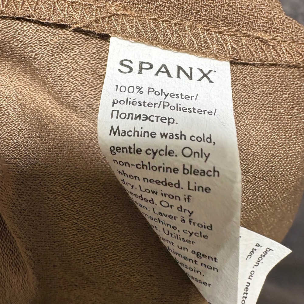 Spanx Carefree Crepe Pleated Wide Leg Trouser Pants Womens L Cedar Tan Brown - Picture 7 of 16